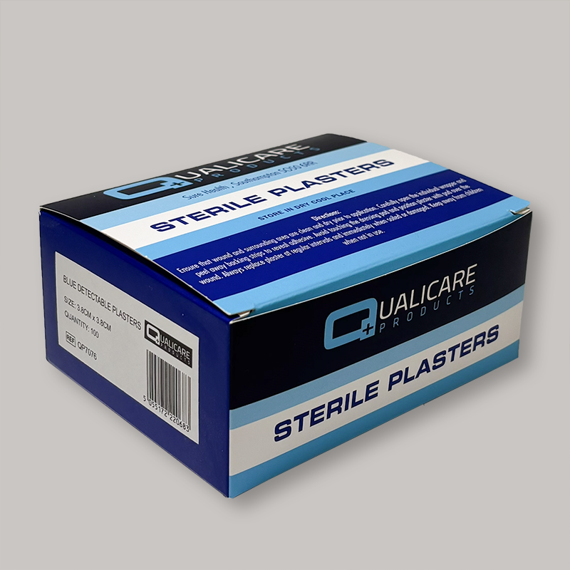 Blue Detectable 3.8cm x 3.8cm Plasters - Box of 100 QCB3838