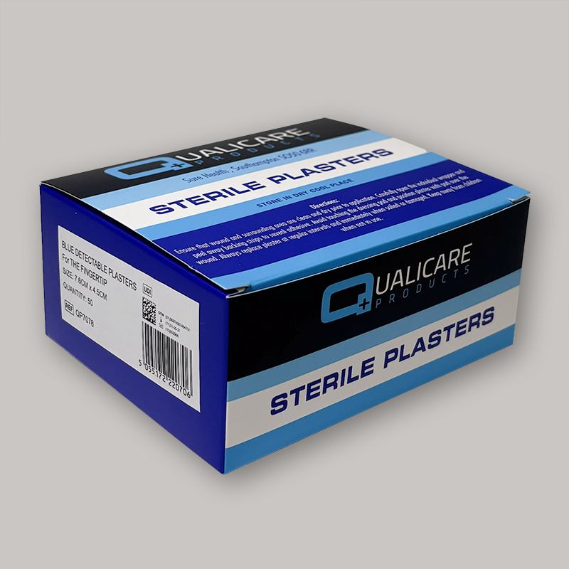 Blue Detectable Fingertip Plasters - Box of 100 QCBF100