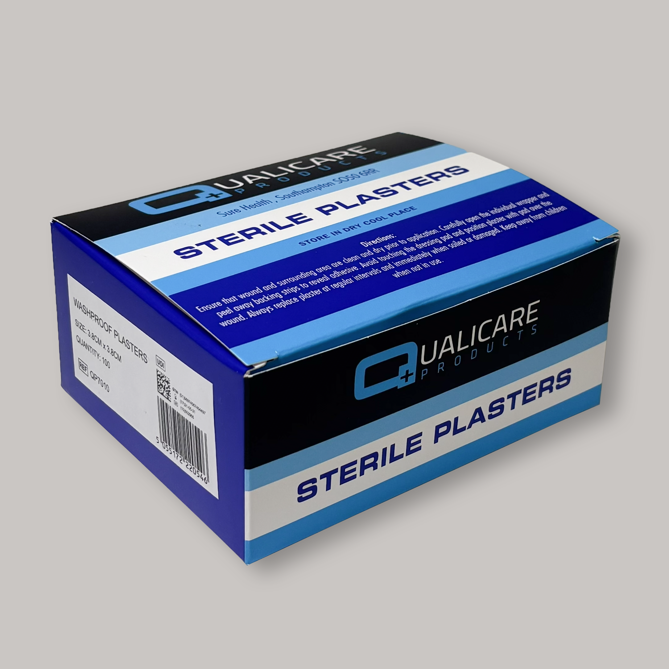 Washproof 3.8cm x 3.8cm Plasters - Box of 100 QCW3838