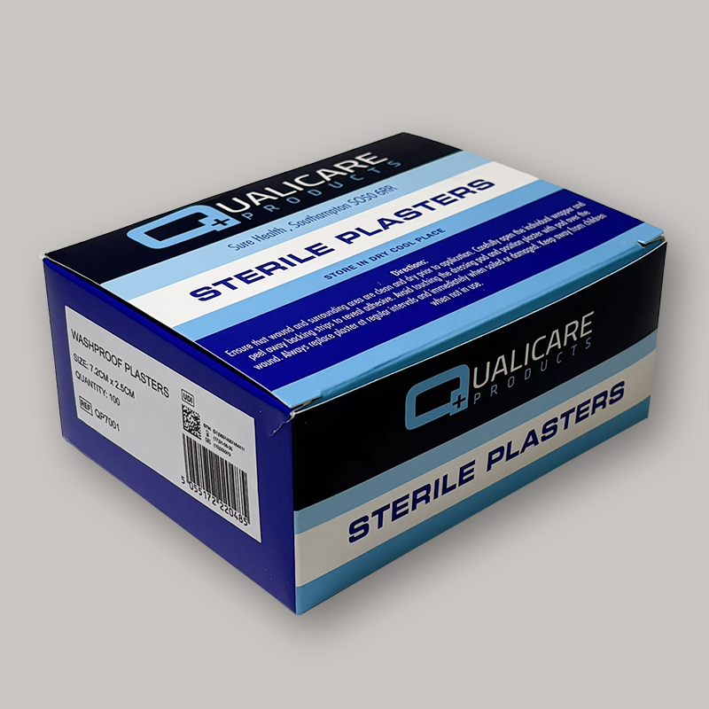 Washproof 7.2cm x 2.5cm Plasters - Box of 100 QCW7225