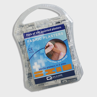 Fabric Assorted Plasters - Plastic Case of 100 FAPPC100
