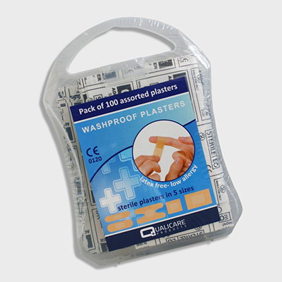 Washproof Assorted Plasters - Plastic Case of 100 WAPPC100